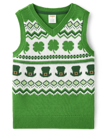 Chaleco tipo suéter Shamrock Fairisle para niños - Little Leprechaun