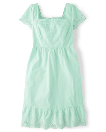 Womens Mommy And Me Pintuck Eyelet Ruffle Dress - Signs of Spring