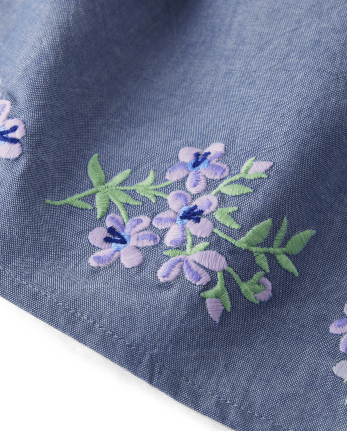 Baby Girls Embroidered Floral Chambray Flutter Dress - Homegrown by Gymboree