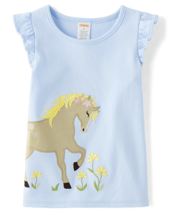 Girls Horse Flutter Top - Prairie Fields