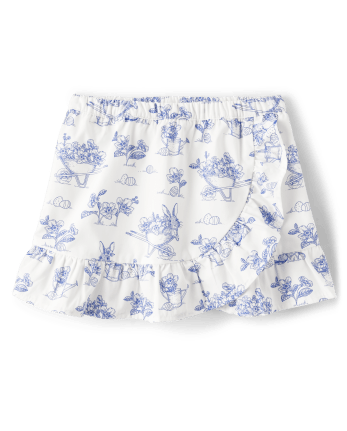 Jupe-short Fille Bunny en Popeline à Volants - Bleu Belle