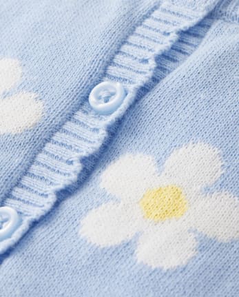 Baby Girls Long Sleeve Daisy Print Scalloped Cardigan - Spring ...