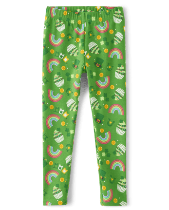 Patterned Leggings - Bright green/trees - Kids