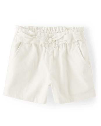 Girls Tie Front Shorts - Linen