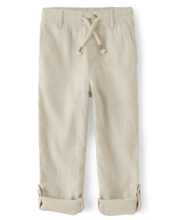 Boys Roll Cuff Pull On Pants - Linen | Gymboree - BISQUIT