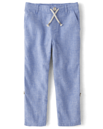 Boys Roll Cuff Pull On Pants - Linen | Gymboree - BOY THATS BLUE