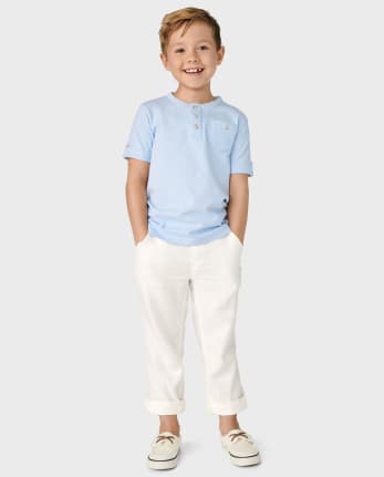 Boys Roll Cuff Henley Top - Prairie Fields