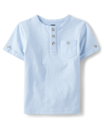 Boys Roll Cuff Henley Top - Prairie Fields