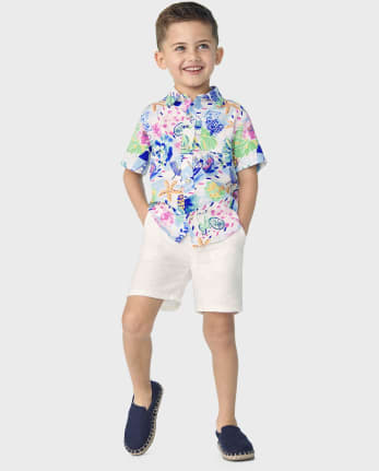 Boys Tropical Button Up Shirt - Bon Voyage