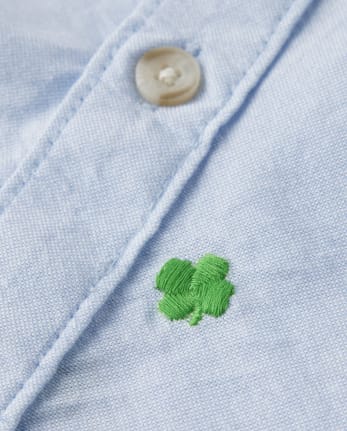 Camisa con botones Schiffli Shamrock para niños - Little Leprechaun