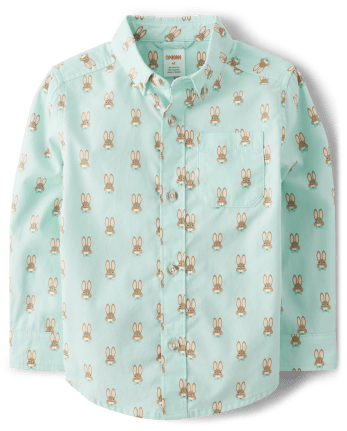 Camisa con botones de popelín conejito para niño - Signs of Spring