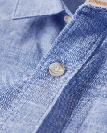 Boys Long Sleeve Button Up Shirt - Linen | Gymboree - BOY THATS BLUE