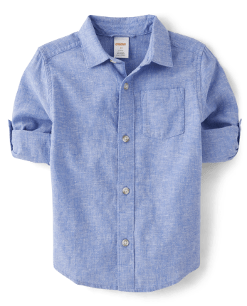Boys Linen-Blend Button Up Shirt