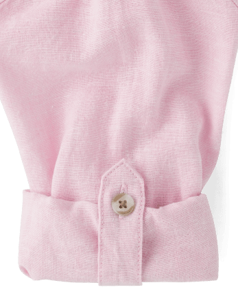 Boys Long Sleeve Button Up Shirt - Linen | Gymboree - SIMPLE PINK