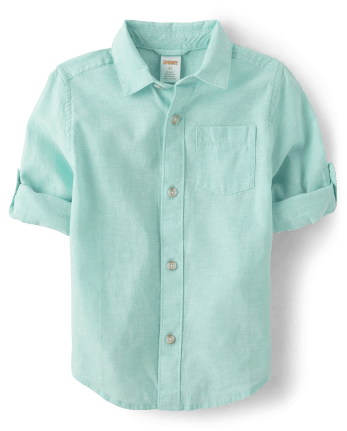 Boys Long Sleeve Button Up Shirt - Linen | Gymboree - SEA KISS