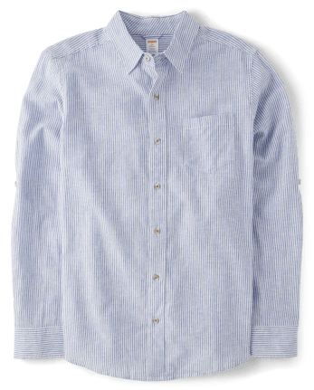 Mens Dad And Me Long Sleeve Striped Button Up Shirt - Linen | Gymboree ...