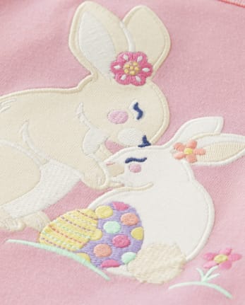 Girls Embroidered Bunny Top - Spring Celebrations