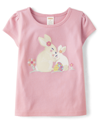 Girls Embroidered Bunny Top - Spring Celebrations