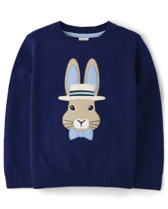 Boys Embroidered Bunny Sweater - Spring Celebrations