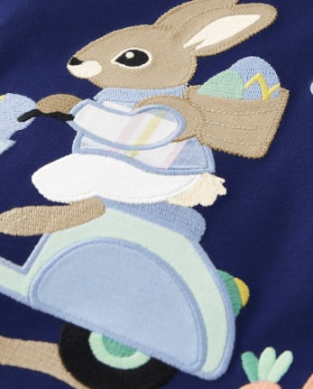 Boys Embroidered Bunny Scooter Top - Spring Celebrations