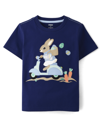 Boys Short Sleeve Embroidered Bunny Scooter Top - Spring Celebrations ...