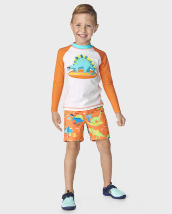 Boys Embroidered Dino Rashguard - Splish-Splash