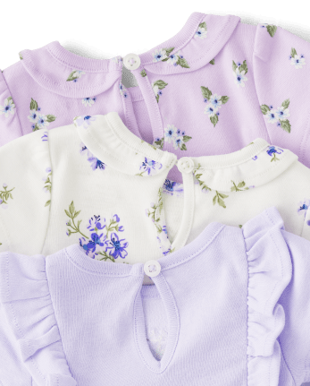 Baby Girls Floral Flutter Bodysuit 3-Pack - Homegrown by Gymboree