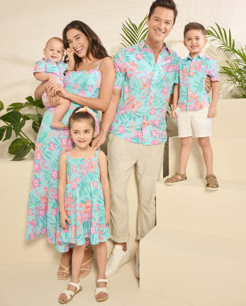 Baby Boys Matching Family Tropical Button Up Romper - Splish-Splash