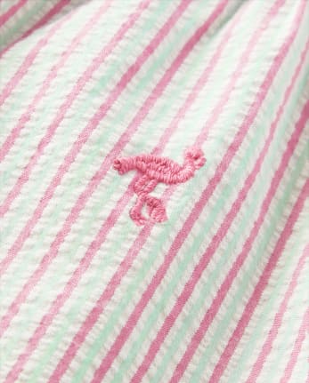 Short à enfiler Schiffli Flamingo pour filles - Seaside Palms
