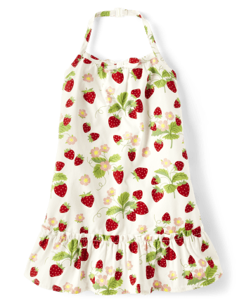 Girls Strawberry Ruffle Dress - Strawberry Sweetie