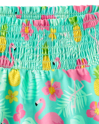 Girls Flamingo Smocked Skort - Seaside Palms