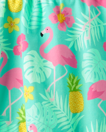 Girls Flamingo Smocked Skort - Seaside Palms