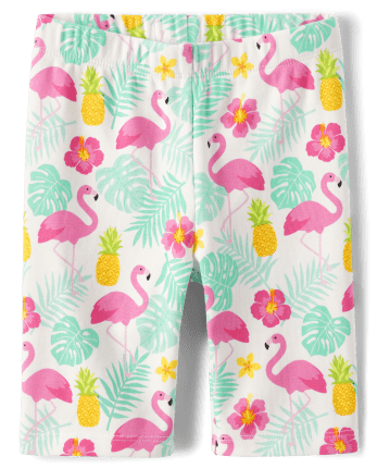 Shorts ciclistas con flamencos para niñas - Seaside Palms