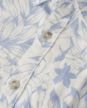 Boys Matching Family Palm Leaf Button Up Shirt - Little Classics