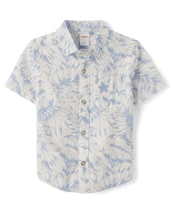 Chemise boutonnée assortie en forme de feuille de palmier pour garçons - Little Essentials