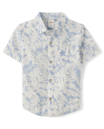 Camisa con botones de hoja de palma familiar a juego para niños - Little Classics