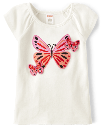 Girls Embroidered Butterfly Top - Little Classics