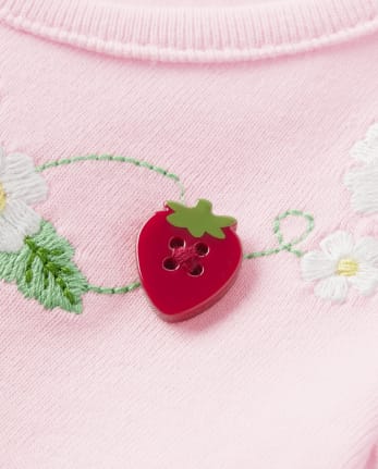 Top con aleteo de fresa bordado para niñas - Strawberry Sweetie