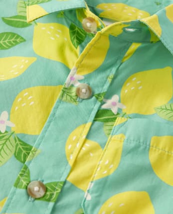 Boys Lemon Poplin Button Up Shirt - Little Essentials