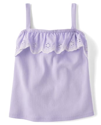 Girls Eyelet Ruffle Tank Top - Little Classics