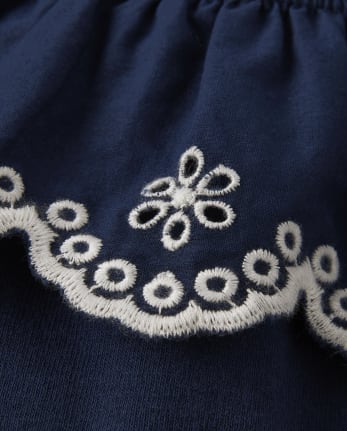 Girls Eyelet Ruffle Top - Little Essentials