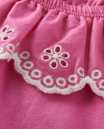 Girls Eyelet Ruffle Top - Little Essentials