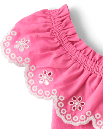 Girls Eyelet Ruffle Top - Little Essentials