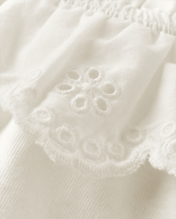 Girls Eyelet Ruffle Top - Little Essentials