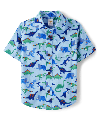 Boys Dino Button Up Shirt - Little Essentials