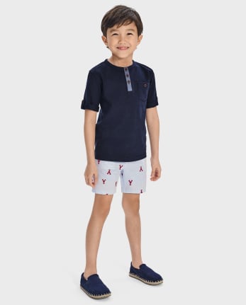 Boys Schiffli Lobster Chino Shorts - Little Essentials