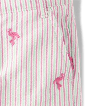 Boys Schiffli Flamingo Chino Shorts - Seaside Palms