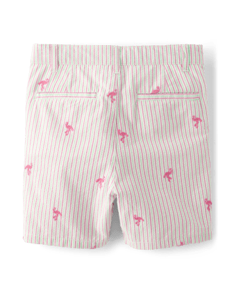 Boys Schiffli Flamingo Chino Shorts - Seaside Palms