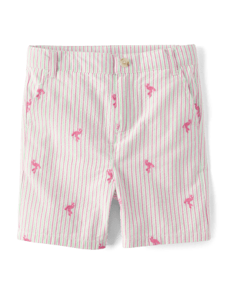 Boys Schiffli Flamingo Chino Shorts - Seaside Palms