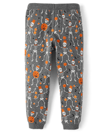 Pantalones jogger de forro polar con esqueleto para niños - Halloween
